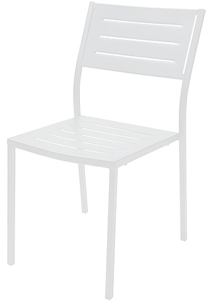 Set 2 sedie da giardino impilabili DORIO 1 in acciaio pre-zincata Verniciatura poliestere, 66x56xh97 cm, peso 14.6 kg, prodotto in italia, 100 x 100 riciclabile colore bianco