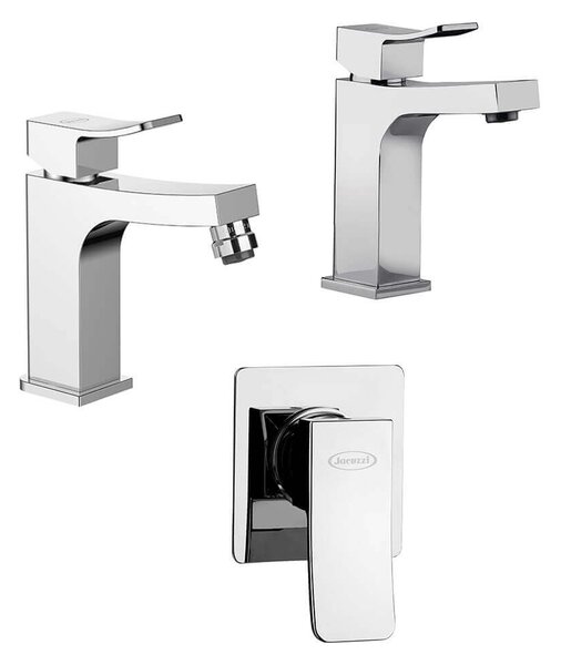 Set miscelatori lavabo + bidet + incasso doccia Jacuzzi | rubinetteria Tank ottone cromato per piletta clic clac
