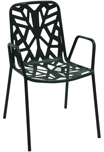 Sedie da giardino Set 2 impilabili CON BRACCIOLI FANCY 2 in acciaio pre-zincata Verniciatura poliestere, 52x59xh83 cm, peso 5,4 kg, prodotto in italia, 100 x 100 riciclabile colore bianco