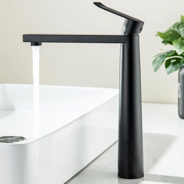 Miscelatore monocomando per lavabo, finitura opaca nera, rubinetteria da bagno