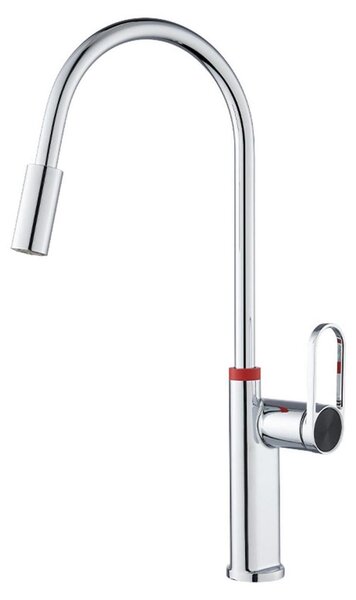 Rubinetto da cucina ad alta pressione con bocchetta girevole a 360° e finitura cromata