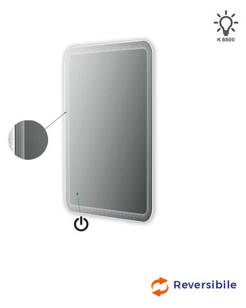 Specchio LED righe 90X60 reversibile accensione touch