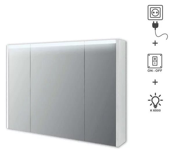 Specchio contenitore 67X91,7X15 tre ante con illuminazione LED