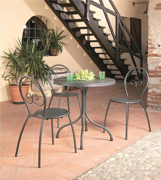 Set Tavolo Da Giardino Bistrot da 80 cm con 4 Sedie richiudibili Fiona Dimensioni Tavolo 80xh75 cm - Peso 19 kg struttura in trattato antiruggine 100x100 riciclabile colore grigio antracite