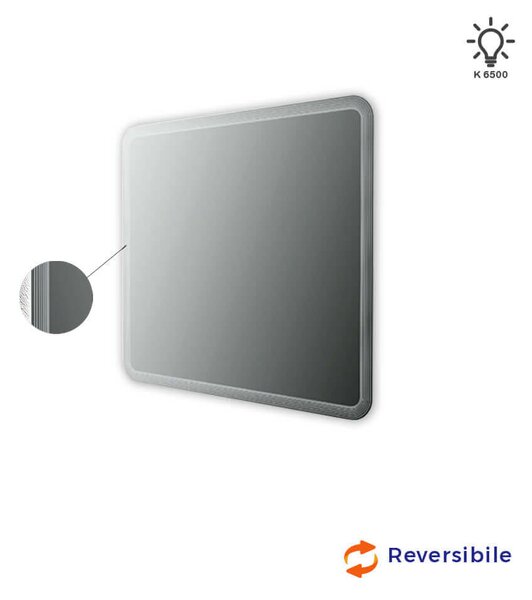 Specchio LED righe intarsiate retroilluminato 90X100 reversibile