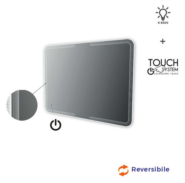 Specchio LED con righe accensione touch 90X120
