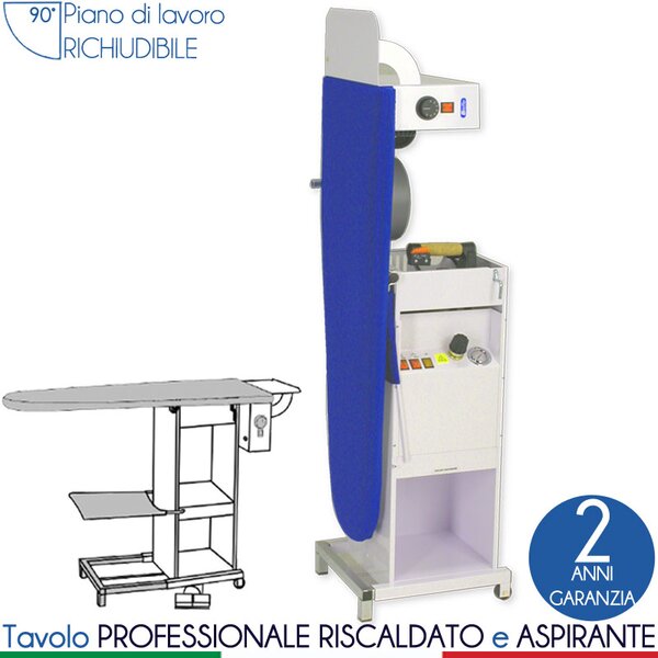 Tavolo da stiro universale riscaldato ed aspirante. con regolazione della temperatura con termostato