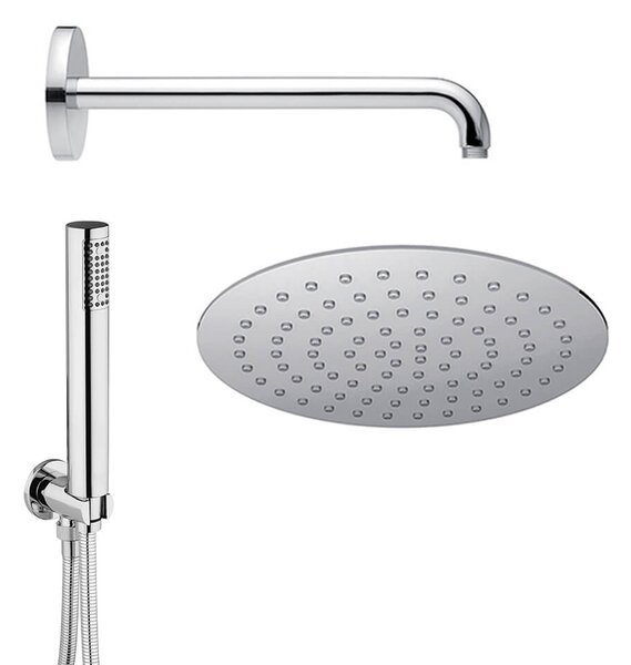Jacuzzi | Rubinetteria set doccia composto da braccio doccia a parete soffione ultraslim tondo 25 cm e doccino