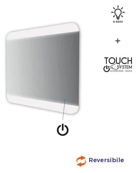 Specchiera LED con sensore touch bordi satinati 70X80 retroilluminato