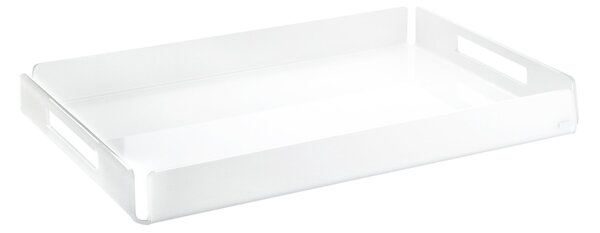 Vassoio Rettangolare Grande in Cristallo acrilico LIke Water 45x31xh5 cm corpo Bianco Satinato
