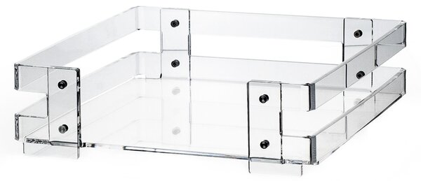 Porta piatti in plexiglas minerva linea moderna dimensioni 25,5x24,5xh 7 cm, spessore 8 mm colore trasparente