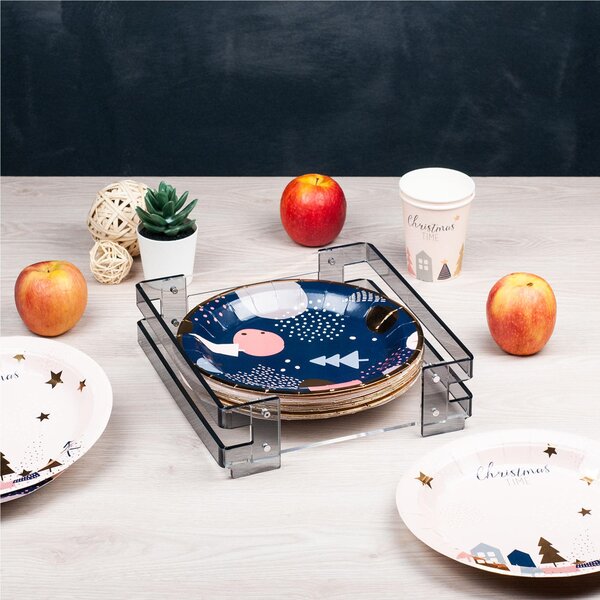 Porta piatti in plexiglas minerva linea moderna dimensioni 25,5x24,5xh 7 cm, spessore 8 mm colore fum�