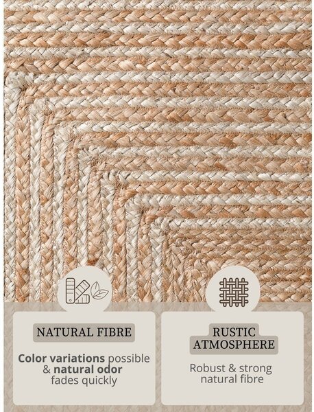 Tappeto di colore naturale/colore naturale chiaro in iuta reversibile/tessuto a mano 120x170 cm Juno – Hanse Home
