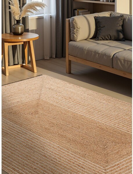 Tappeto di colore naturale/colore naturale chiaro in iuta reversibile/tessuto a mano 120x170 cm Juno – Hanse Home