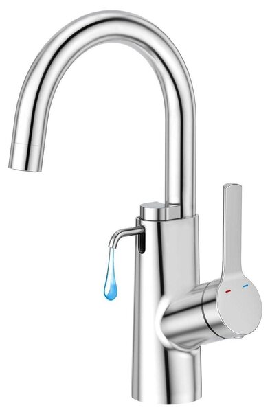 Rubinetto monocomando per cucina e bagno, girevole a 360°, con dispenser per sapone, finitura cromata