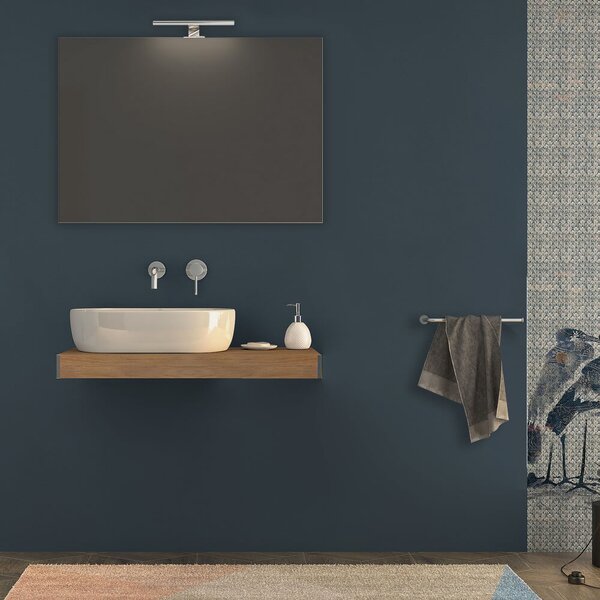 Mensolone da bagno Rovere tabacco sospeso 90 cm