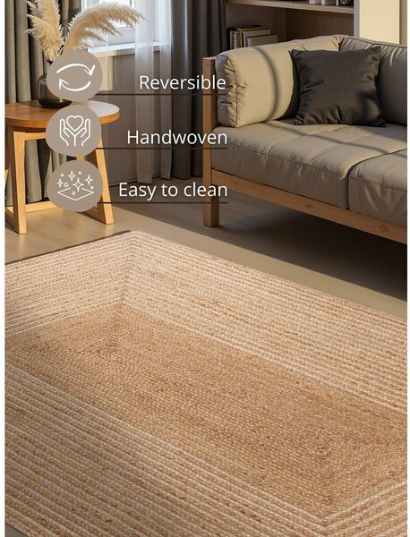 Tappeto di colore naturale/colore naturale chiaro in iuta reversibile/tessuto a mano 120x170 cm Juno – Hanse Home
