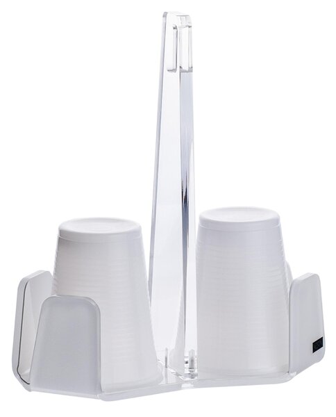 Porta bicchieri caffe' doppio bianco mono satinato, dimensioni 14,8x8,5xH18 cm, spessore 5 mm bianco satinato