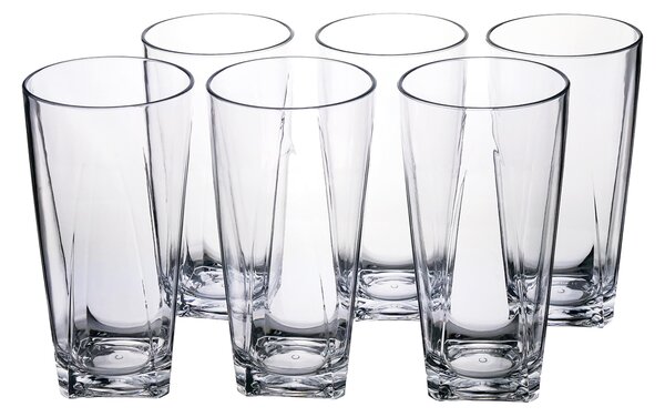 Bicchieri Alti tumbler - in SAN set 6 pezzi trasparente incolore, dimensioni 8x8xH15 cm, peso 0,89 kg trasparenti grande resistenza