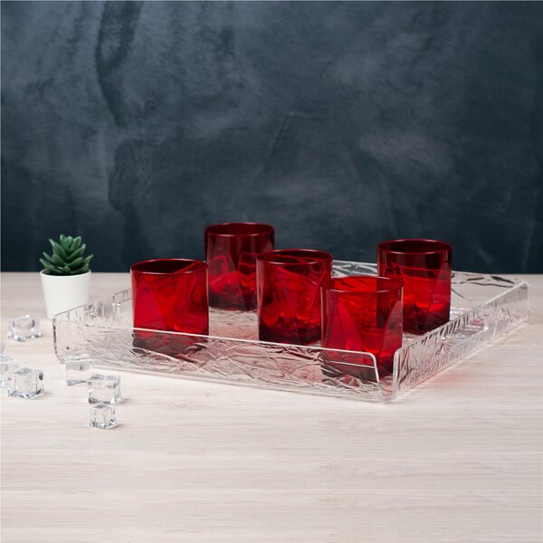 Vassoio quadrato in cristallo acrilico BIG Like water, Dimensioni 30x30xH5 cm, spessore 5 mm utile per tazzine pasticcini dolci aperitivi trasparente ICE