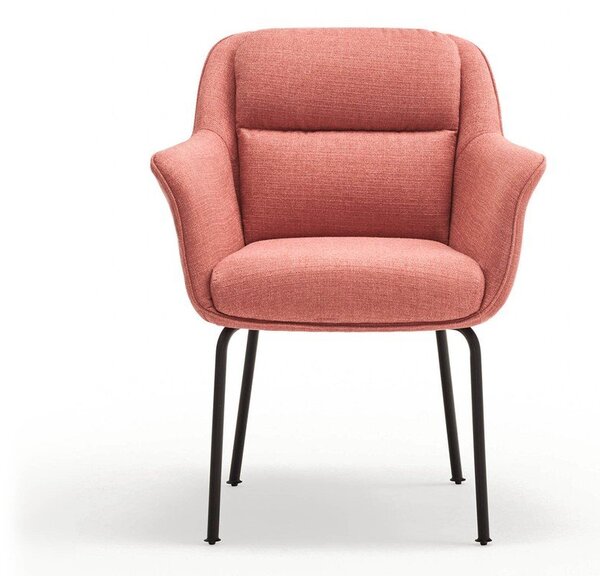 Sedia da pranzo rosa imbottita con braccioli Sadira – Teulat