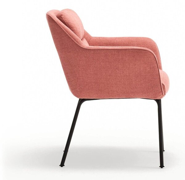 Sedia da pranzo rosa imbottita con braccioli Sadira – Teulat