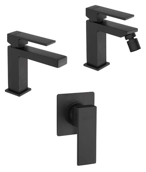 Set miscelatori nero opaco lavabo bidet e doccia incasso Twinkle Jacuzzi Rubinetteria