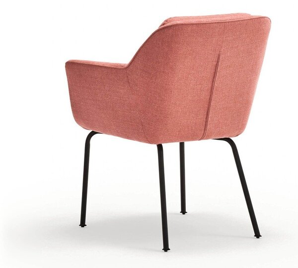 Sedia da pranzo rosa imbottita con braccioli Sadira – Teulat