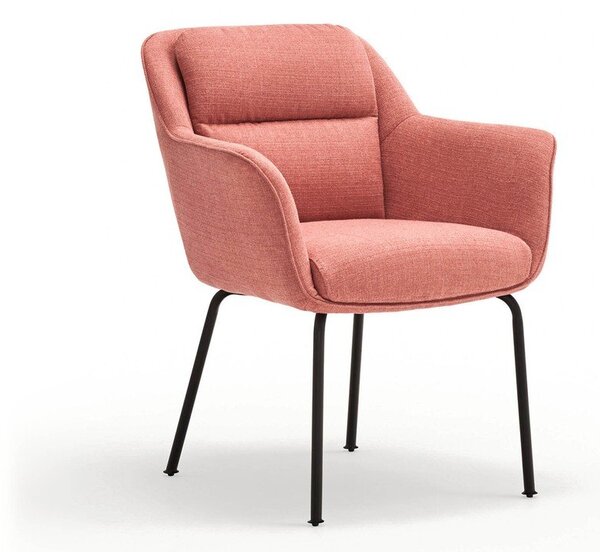 Sedia da pranzo rosa imbottita con braccioli Sadira – Teulat