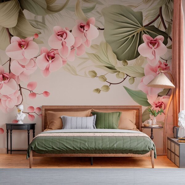 Carta da parati Orchidee, fiori sospesi, Carta da parati Floreale, w05619 : Uwalls.it