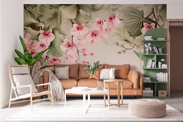 Carta da parati Orchidee, fiori sospesi, Carta da parati Floreale, w05619 : Uwalls.it
