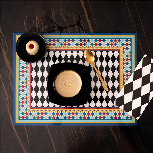 Tovaglietta da colazione rigida set 2 Pezzi in cristallo acrilico FOULARD DECOR 40x30 cristallo acrilico rigido stampato