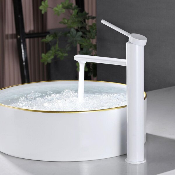 Miscelatore monocomando per lavabo, rubinetto da bagno, colore bianco, acciaio inossidabile