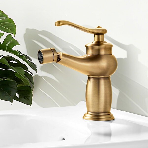 Miscelatore monocomando per bidet con bocchetta girevole, attacco G3/8, in ottone anticato