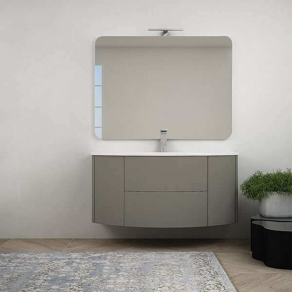 Mobile da bagno sospeso 120 cm Nairobi Grigio talpa opaco senza specchio e senza colonna