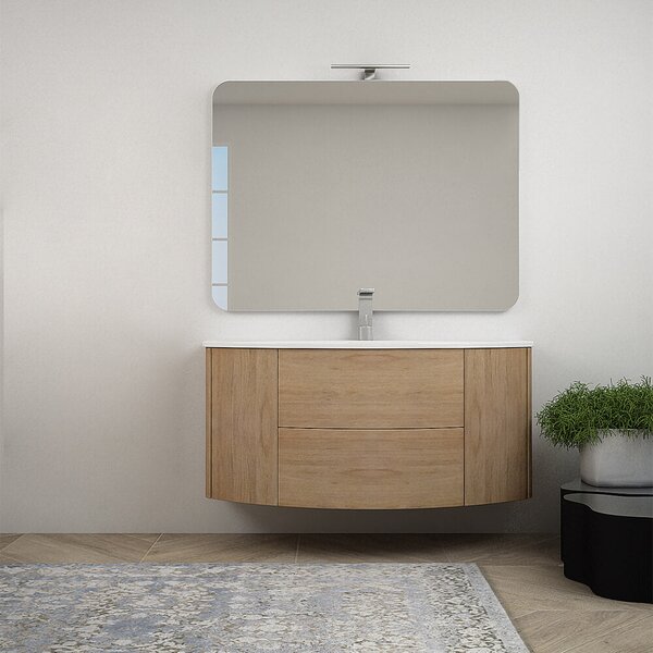 Mobile bagno 120 cm Rovere tabacco sospeso senza specchio e senza colonna