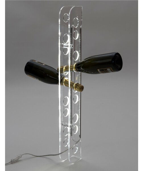 Portabottiglie da Parete BACCO 10.5x6.0xh75 cm in Plexiglas trasparente con LED