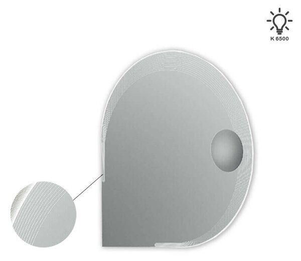 Specchiera LED 90X90 a goccia bordo lavorato con specchietto ingranditore