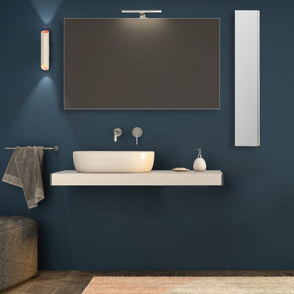Mensolone bagno bianco opaco 120 cm con pensile da 100 cm