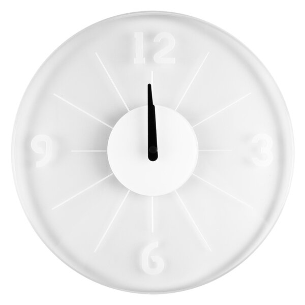 Orologio da parte in cristallo acrilico trasparente bordo stondato focus trasparente incolore, spessore 3 mm