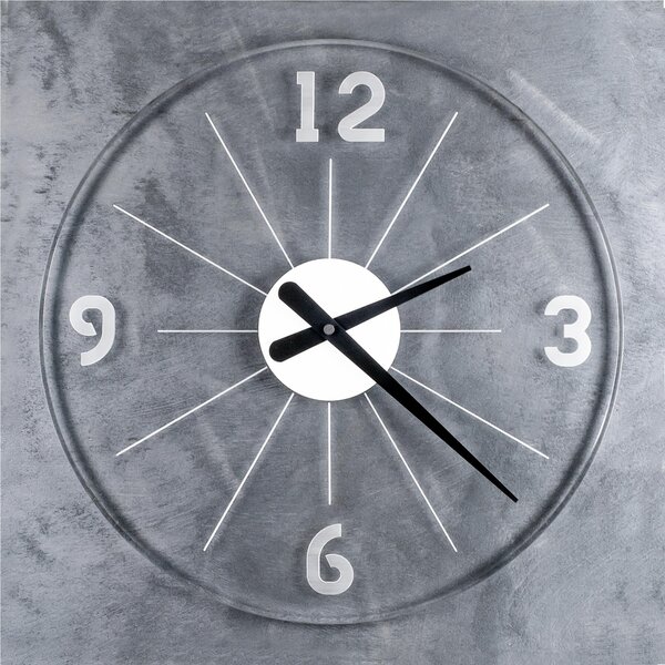 Orologio da parete in cristallo acrilico trasparente bordo stondato focus BIG Diametro 50 cm trasparente incolore, spessore 3 mm