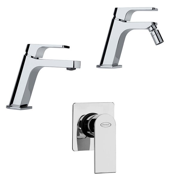 Set miscelatori lavabo bidet e incasso doccia Jacuzzi | rubinetteria Twilight ottone cromato per piletta di scarico clic clac