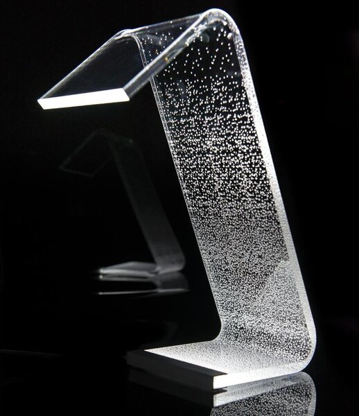 Lampada da Tavolo a Led Media 13,5x24x34h cm 0,25 w - 24 Volt C-LED Degrad� in Plexi con decoro inciso righe