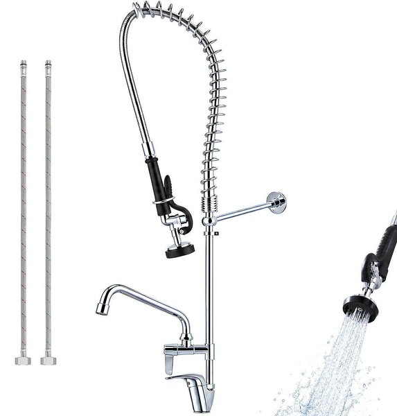 Rubinetto per cucina professionale, erogatore per piatti, soffione per lavaggio, maniglia a leva, bocca girevole a 360°