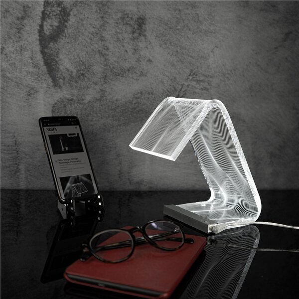 Abat-Jour Lampada da tavolo in cristallo acrilico tagliato al laser C-LED OPTICAL 11x17xh19 cm - 1,9 W-24 V struttura in Plexi