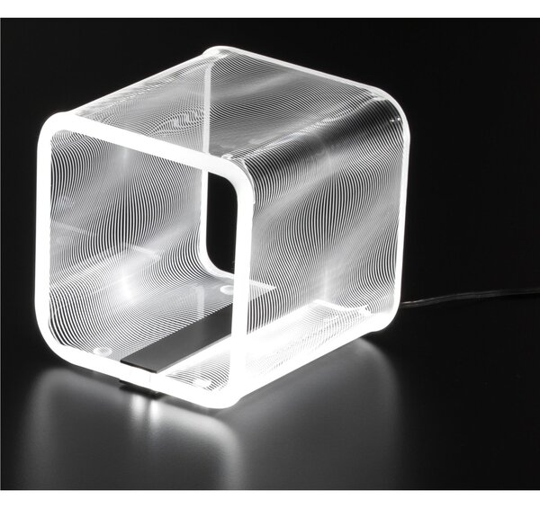 Lampada da tavolo LED SMALL SOLID FLOTS 14,5x14,5xh14,5 cm 5 W -6.000 K in Cristallo acrilico inciso trasparente