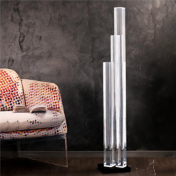 Lampada block da terra, dimensioni 20x20xH120 cm, spessore 200 mm alla base luce calda