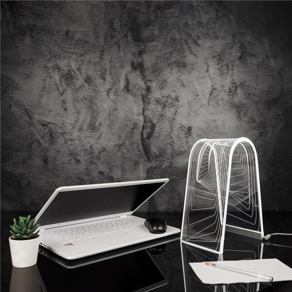 Lampada da tavolo BIG ARC da tavolo Led C 19,5x13,5xh28 cm 24 Volt 2,5 W 18W/Mt- 6.000 K in plexiglas inciso acrilico trasparente LAMP SQUARE