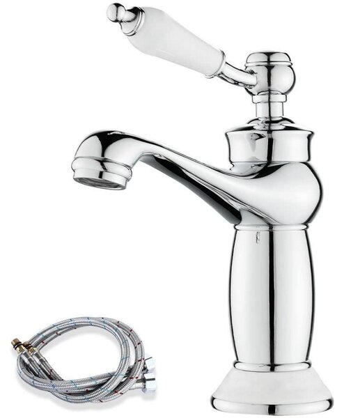 Rubinetto da bagno, stile retrò vittoriano, in ottone cromato, miscelatore monocomando
