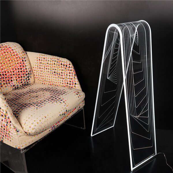 Lampada da terra, Piantana di design in cristallo acrilico tagliata al laser dimensioni 50x25xh96 cm -peso 11 kg design Square luce calda o fredda